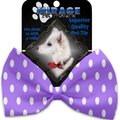 Mirage Pet Products Purple Polka Dots Pet Bow Tie Collar Accessory with Cloth Hook & Eye 1162-VBT